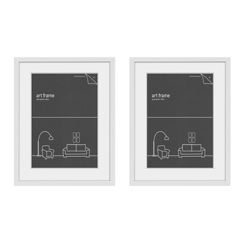 2PK Frames & Hangers 29x37cm Pickture Poster Frame White With Double Mat