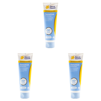 3PK Cancer Council 110ml Sensitive Sunscreen SPF50+ Body Lotion