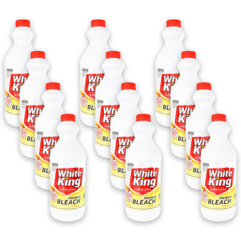 12PK White King Premium Liquid Powerful Bleach Cleaner 1.25L - Lemon