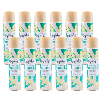 12PK Impulse 75ml Body Spray Hint Of Musk Inspired By Bergamot & Musk