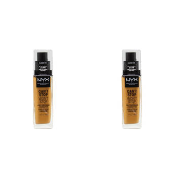 2PK Nyx 30ml Foundation Cant Stop Wont Stop Full Coverage Classic Tan