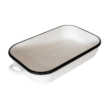 Urban Style Enamelware 3.4L Induction Baking Dish w/ Handles/Blue Rim - White