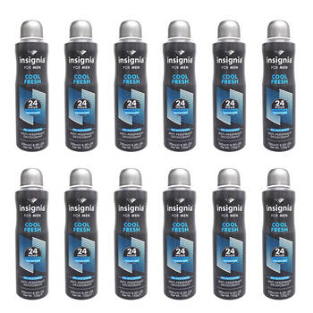 12PK Insignia Men's Deodorant Spray Cool Fresh 250ml 24hr Protection