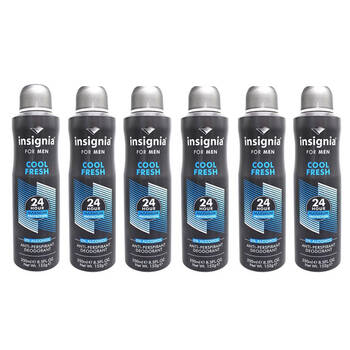 6PK Insignia Men's Deodorant Spray Cool Fresh 250ml 24hr Protection