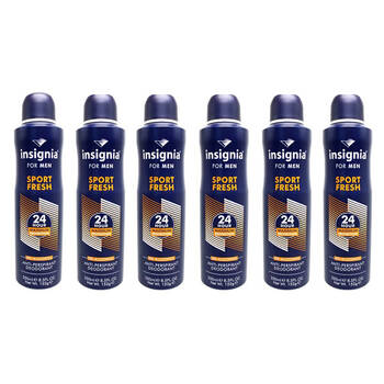 6PK Insignia Men's Deodorant Spray Sport Fresh 250ml 24hr Protection