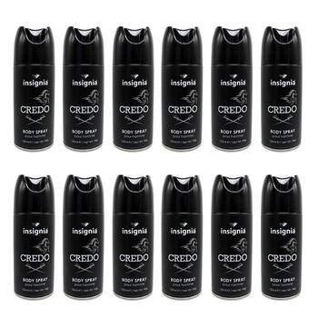 12PK Insignia Men's Body Spray Credo Pour Homme 150ml Fragrance