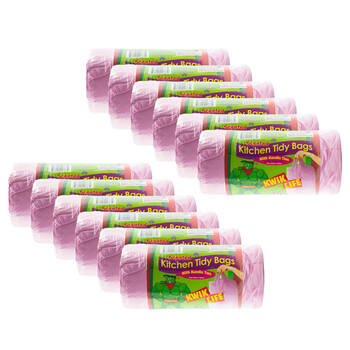 12x 25pc Kwik Life Kitchen Tidy Rubbish Bags Floral Scented 50L/82x64cm