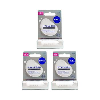 3PK Nivea Hyaluron Lip Balm Moisture Plus w/Hyaluronic Acid 5.2g Scent Free