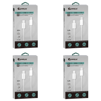 4PK Sansai Type-C High Speed Universal Cable 60W 1.2 m White