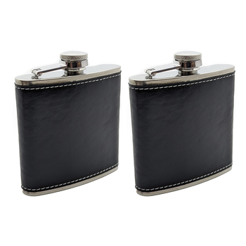 2PK Stainless Steel Portable Lightweight Hip Flask With PVC Cover