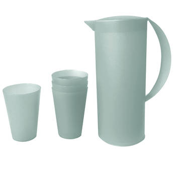 1.5L Frosted Plastic Jug & 280ml 4PK Cup Set - Grey