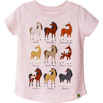 John Deere Horse Breeds T-Shirt/Tee Toddler Size 2 Pink