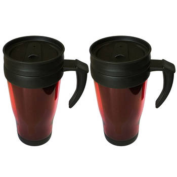 2x 450ml Plastic Travel Mug w/ Double Wall