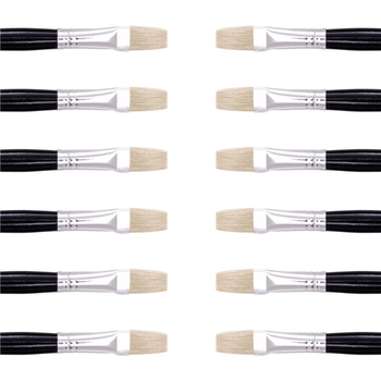 12PK Jasart Hog Bristle Series 577 Flat Paint Brush - Size 10