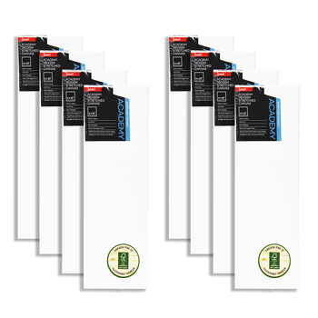 8PK Jasart Academy 4x12" Thin Edge Cotton Stretched Canvas 280GSM - White