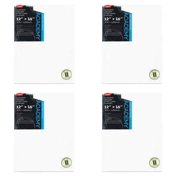 4PK Jasart Academy 12x16" Thin Edge Cotton Stretched Canvas 280GSM - White