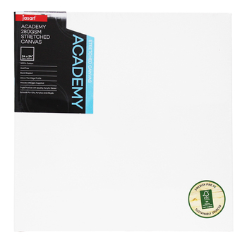 Jasart Academy 24x24" Thin Edge Cotton Stretched Canvas 280GSM - White