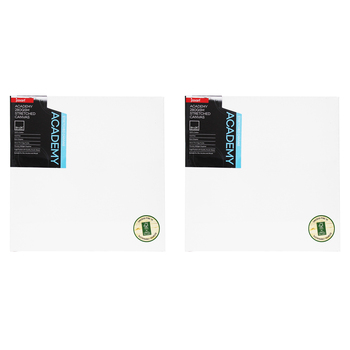 2PK Jasart Academy 24x24" Thin Edge Cotton Stretched Canvas 280GSM - White