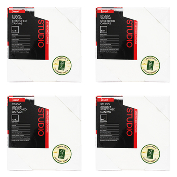 4PK Jasart Studio 8x8" Thin Edge Cotton Stretched Canvas 380GSM - White