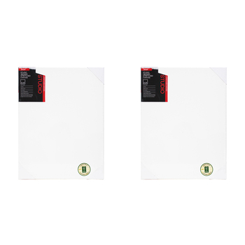 2PK Jasart Studio 14x18" Thin Edge Cotton Stretched Canvas 380GSM - White