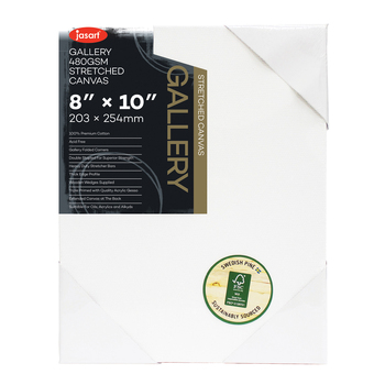 Jasart Gallery 8x10" Thick Edge Cotton Stretched Canvas 480GSM - White