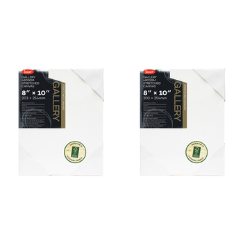 2PK Jasart Gallery 8x10" Thick Edge Cotton Stretched Canvas 480GSM - White