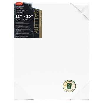 Jasart Gallery 12x16" Thick Edge Cotton Stretched Canvas 480GSM - White