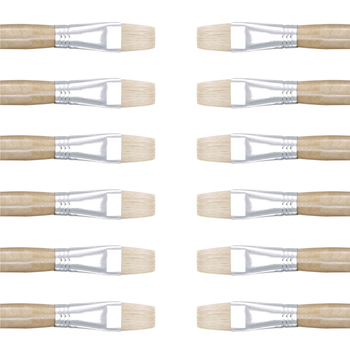 12PK Jasart Hog Bristle Series 579 Flat Paint Brush - Size 11