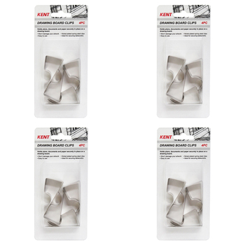 4x 4pc Kent Drawing Board Clip Home/School stationery Drawing/Design