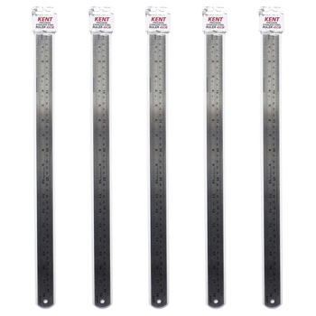 5PK Kent Steel Ruler 450mm Imp/Met Home/School Drawing/Design
