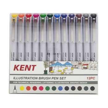12pc Kent Graphic Illustration Brush Pen Set Drawing/Design
