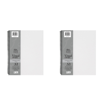 2PK Winsor And Newton Wire Bound Visual Diary FSC MIX CREDIT A3 Clear Cover