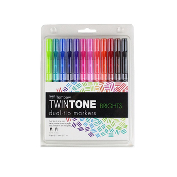 12pc Tombow TwinTone Dual Tip Marker Set - Brights