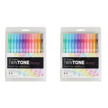 2x 12pc Tombow TwinTone Dual Tip Marker Set - Pastels