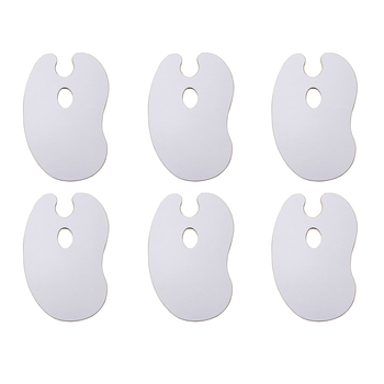 6PK Jasart Kidney Acrylic Paint Wooden Palette 20x30cm White - Small