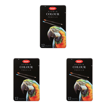 3x 12pc Jasart Studio Art/Craft Tin Colour Pencil Set Non-Toxic