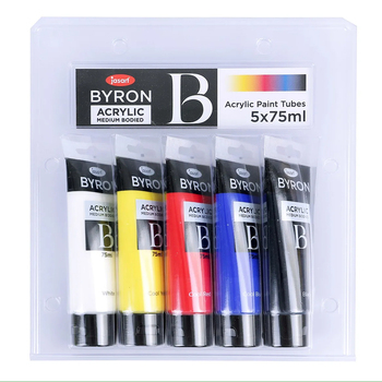 5pc Jasart Byron 75ml Primary Acrylic Medium Bodied Paint Set