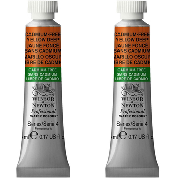 2PK Winsor & Newton 5ml Pro Watercolour Tube Cadmium Free Yellow Deep S4