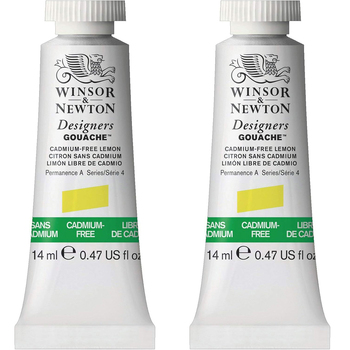 2PK Winsor & Newton 14ml Designers' Gouache Cadmium Free Lemon S4