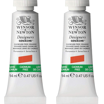 2PK Winsor & Newton 14ml Designers' Gouache Cadmium Free Orange S4