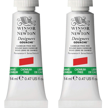 2PK Winsor & Newton 14ml Designers' Gouache Cadmium Free Red S4