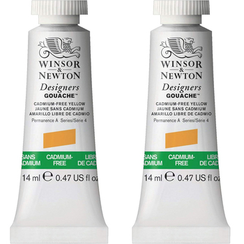 2PK Winsor & Newton 14ml Designers' Gouache Cadmium Free Yellow S4
