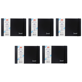 5PK Jasart Voyager A5 Watercolour Journal 200GSM w/ Elastic Band - Black