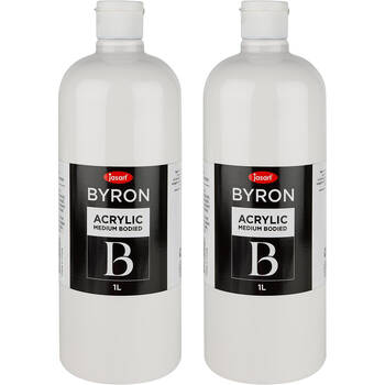 2PK Jasart Byron 1L Acrylic Paint Bottle Medium-Bodied - White