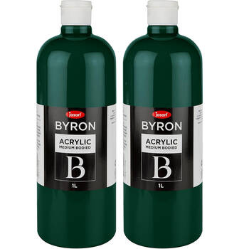2PK Jasart Byron 1L Acrylic Paint Bottle Medium-Bodied - Green Deep