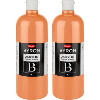 2PK Jasart Byron 1L Acrylic Paint Bottle Medium-Bodied - Coral
