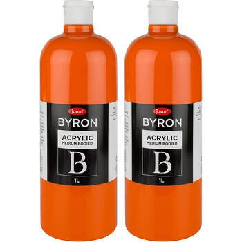 2PK Jasart Byron 1L Acrylic Paint Bottle Medium-Bodied - Orange