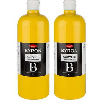 2PK Jasart Byron 1L Acrylic Paint Bottle Medium-Bodied - Warm Yellow