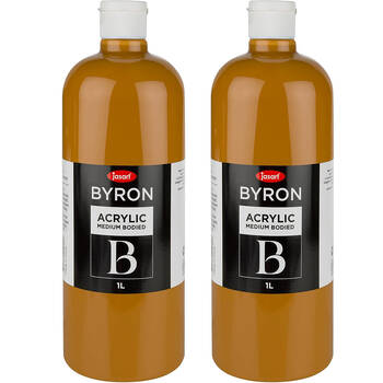 2PK Jasart Byron 1L Acrylic Paint Bottle Medium-Bodied - Raw Sienna
