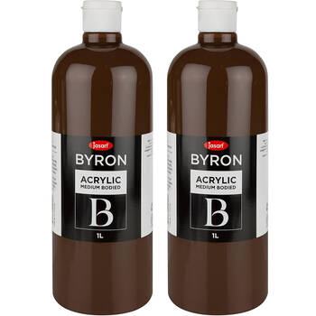 2PK Jasart Byron 1L Acrylic Paint Bottle Medium-Bodied - Burnt Umber